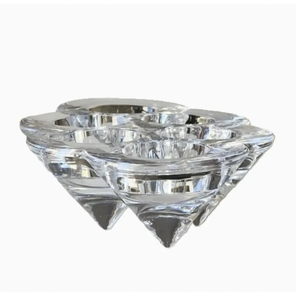 Swedish Design 3pc Console Set Crystal Glass Icicle 3, 6 cup Candle Holders READ